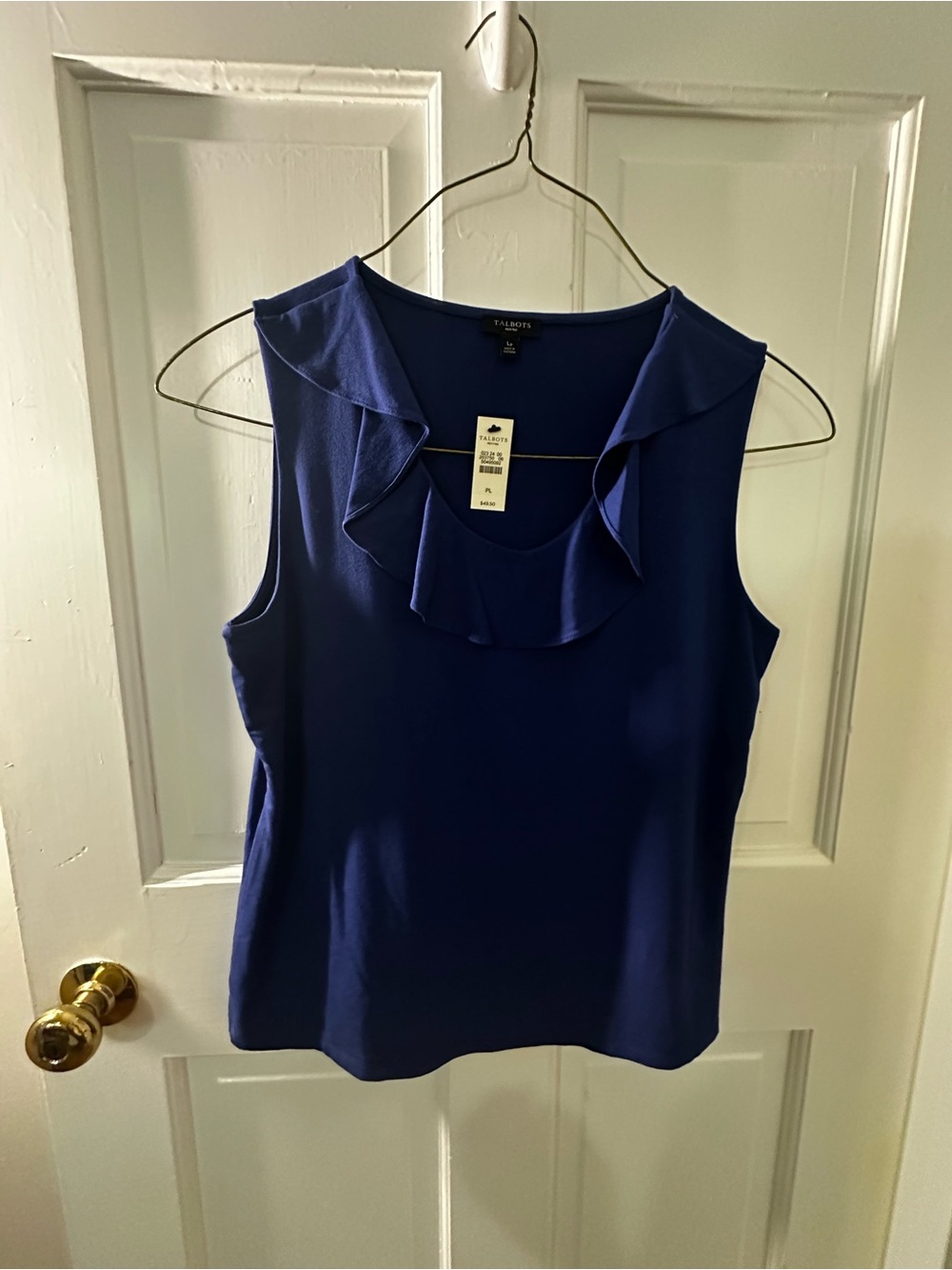Talbots Royal Blue Ruffle-Trim Sleeveless Top